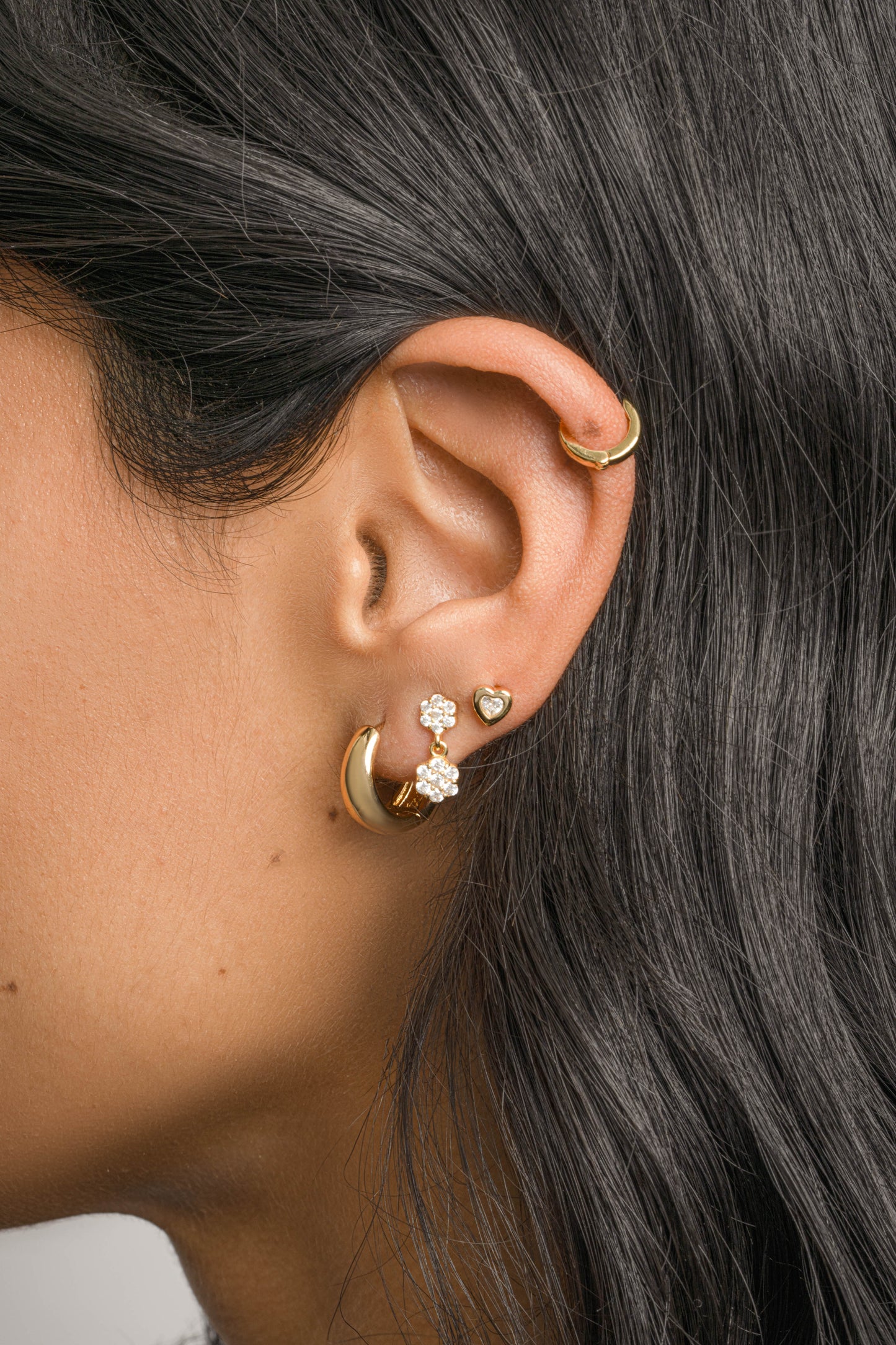 Bezel Heart Studs