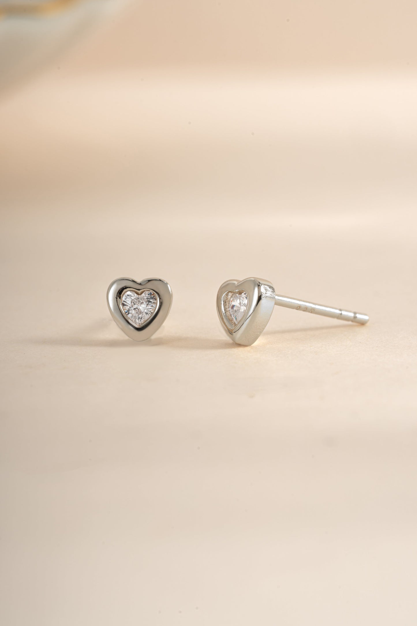 Bezel Heart Studs