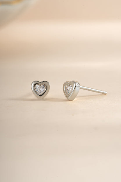Bezel Heart Studs