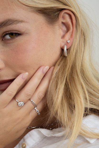 Bezel Heart Studs