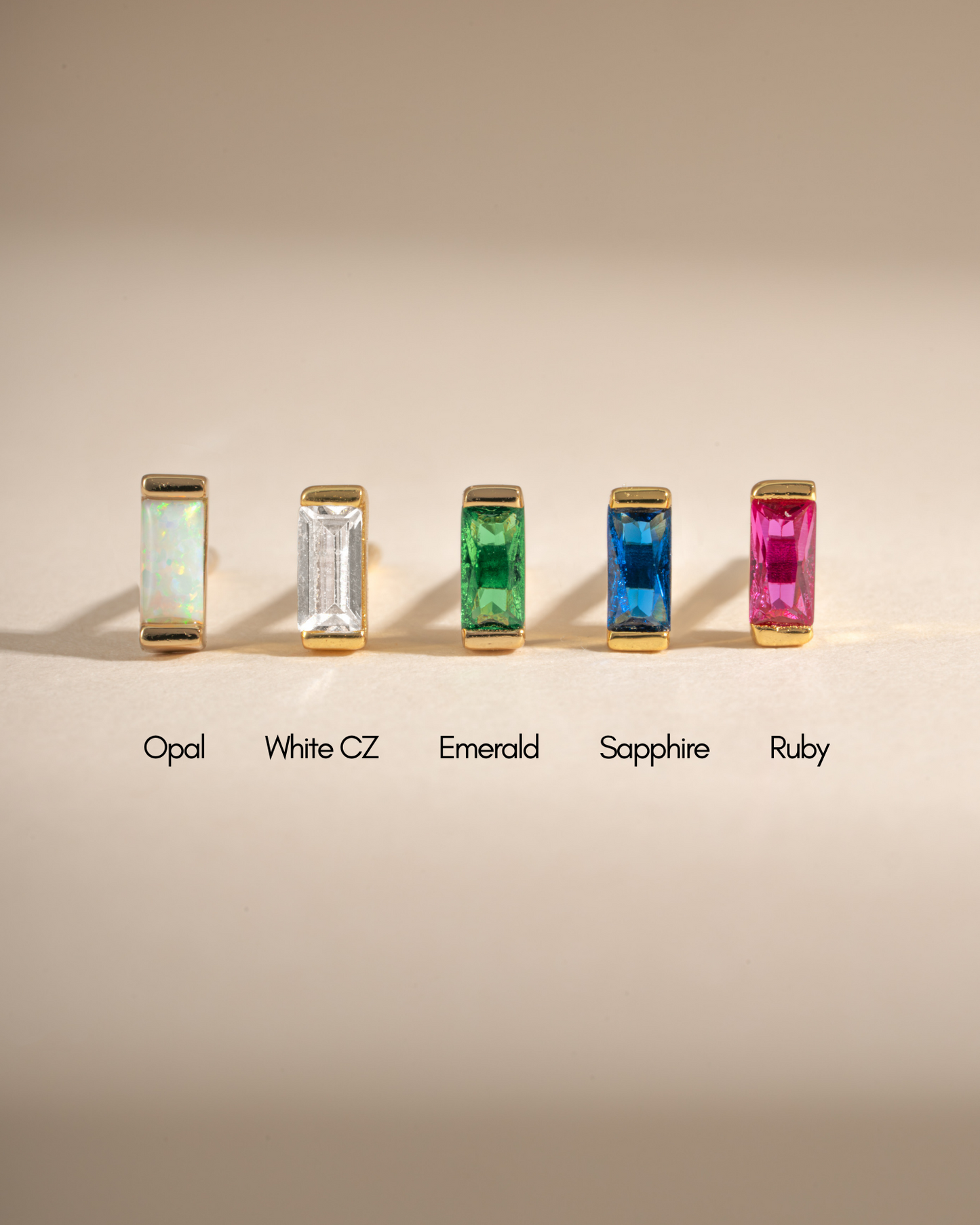 Opal Baguette Stud Earrings