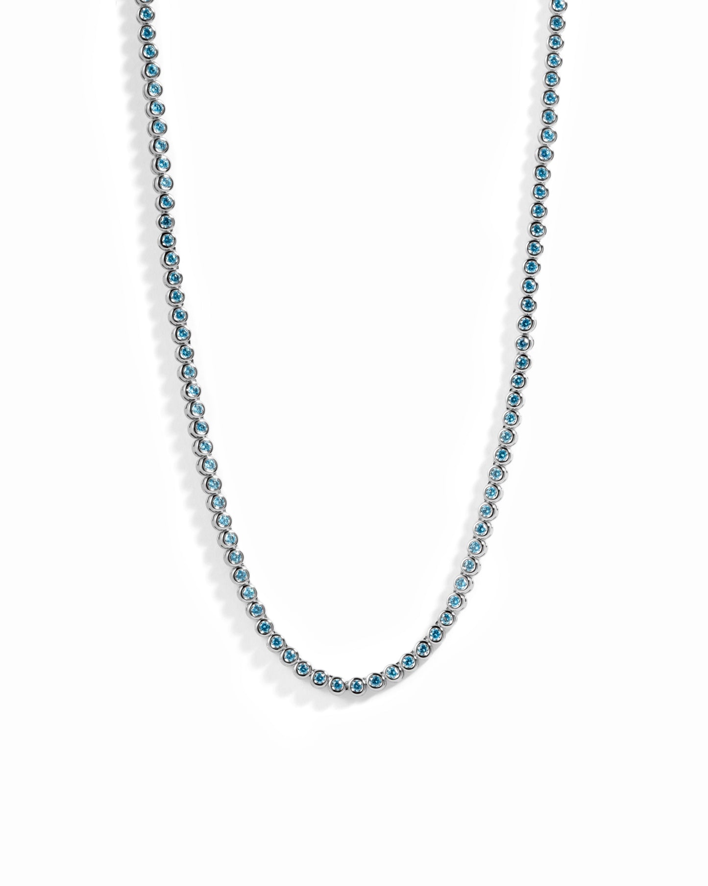 Aquamarine Bezel Tennis Necklace