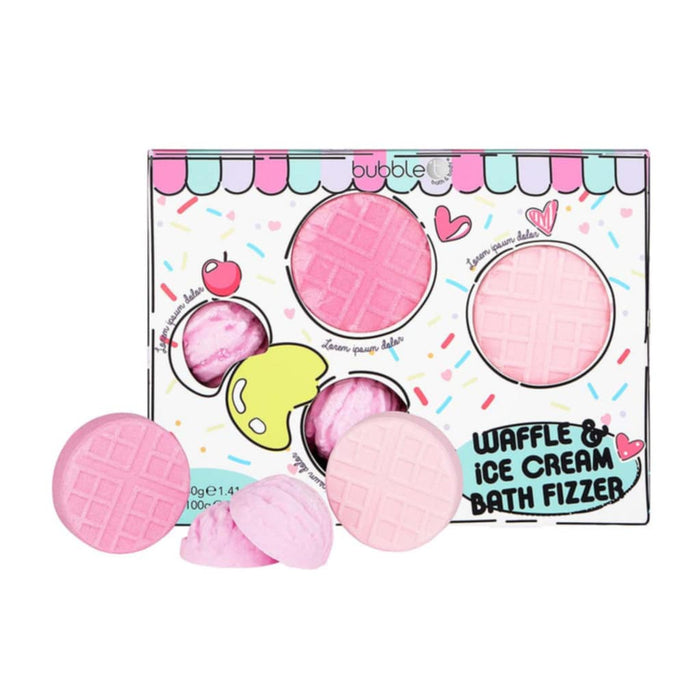 bubble t waffle & ice cream bath bomb gift set, vibrant bath bombs with sweet scents, turns bath time into a relaxing, indulgent experience