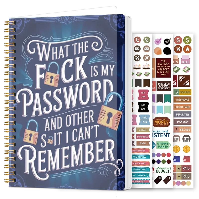 üìÖFunny Password Notebook - Spiral Bound with Lock Icons & Funny Security Phrases‚úçÔ∏è