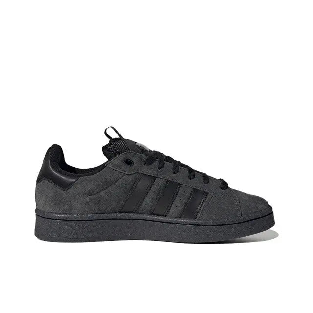 Adidas Campus sneakers, black suede, three side stripes, lace-up front