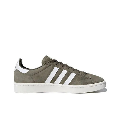Adidas Campus low-top sneakers with olive suede and white 3-stripe side panel