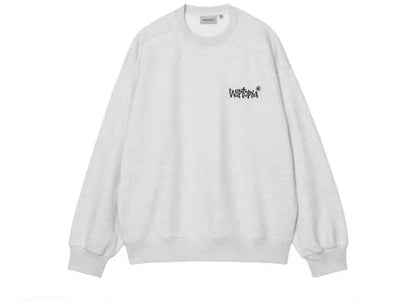 White crewneck sweatshirt with small front Wiptopia logo print