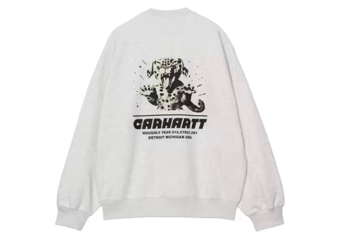 White crewneck sweatshirt with large back Carhartt graphic print