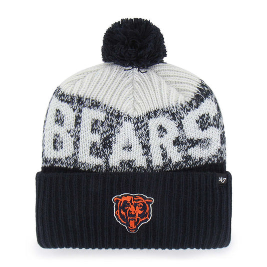 Chicago Bears 47 Brand Navy Bone Chill Cuff Knit Hat