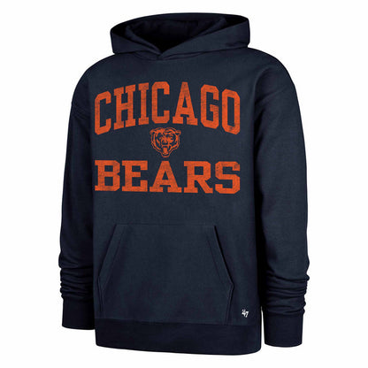Chicago Bears 47 Brand Navy Campus Stacked Arched Hooded Sweatshirt