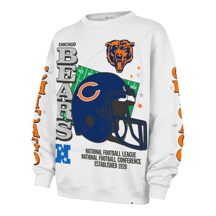 Chicago Bears 47 Brand Women's Historic White Wash Thunderous Oversized Crewneck Sweatshirt