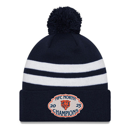 Chicago Bears New Era 2025 NFC North Division Champs Navy Beanie With POM Knit Hat