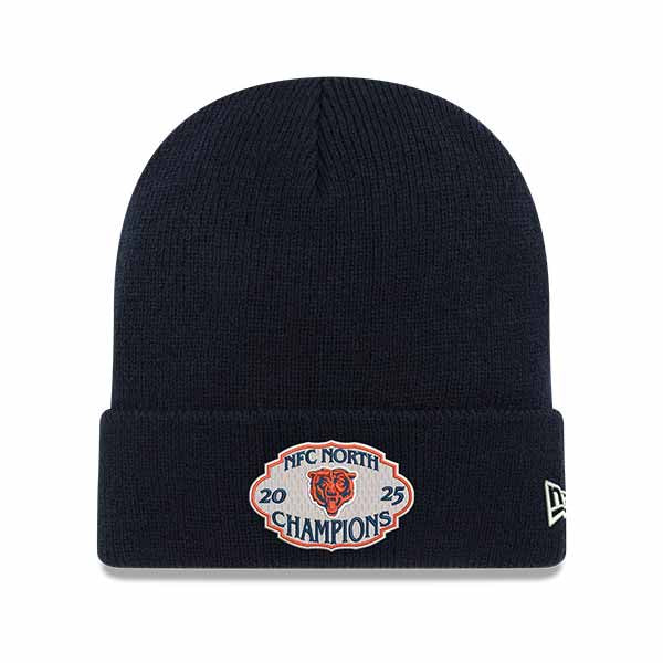 Chicago Bears New Era 2025 NFC North Division Champs Navy Cuff Beanie Knit Hat