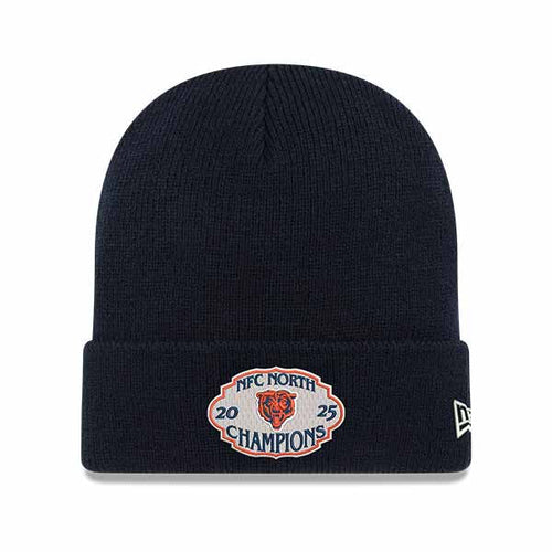 Chicago Bears New Era 2025 NFC North Division Champs Navy Cuff Beanie Knit Hat