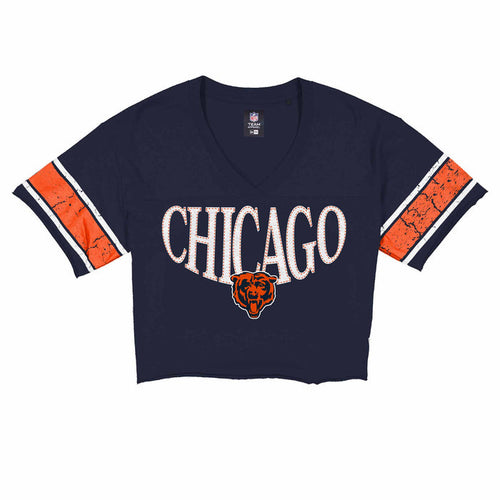 Chicago Bears New Era Women's Stretch Script Boxy Crop Top Tee Shirt