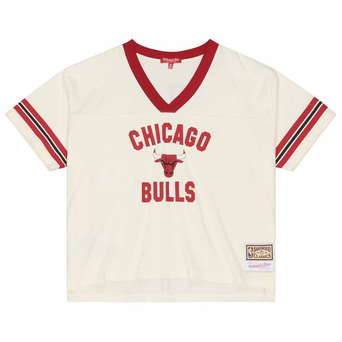 Chicago Bulls Mitchell And Ness Women's Retro Roots Boxy Yoke Crop Top Tee Shirt
