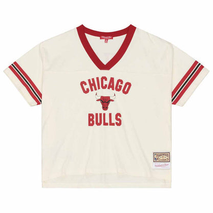Chicago Bulls Mitchell And Ness Women's Retro Roots Boxy Yoke Crop Top Tee Shirt