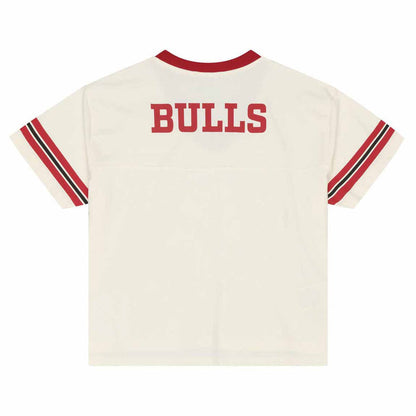 Chicago Bulls Mitchell And Ness Women's Retro Roots Boxy Yoke Crop Top Tee Shirt