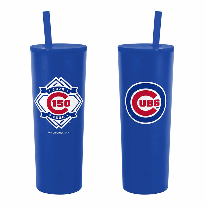 Chicago Cubs 30oz Royal Bullseye 150 Year Logo Straw Tumbler