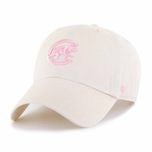 Chicago Cubs 47 Brand Natural Pink Walking Bear No Loop Clean Up Adjustable Cap