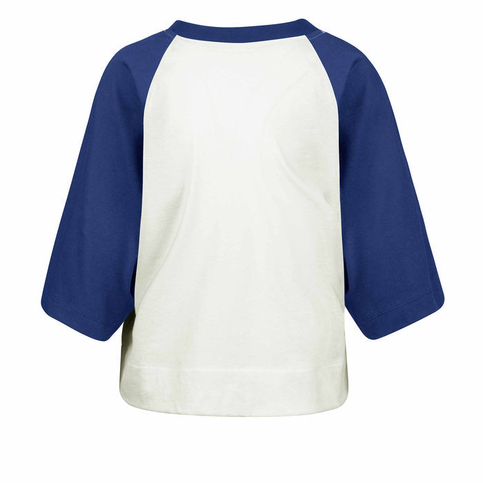 Chicago Cubs 47 Brand Women's Infield Shift Raglan Crop Short Sleeve T Shirt