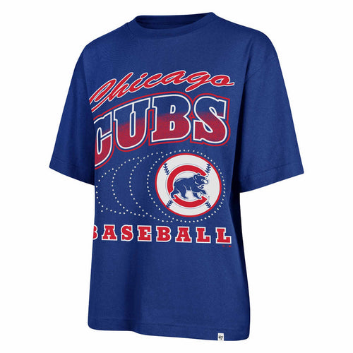 Chicago Cubs 47 Brand Women's Shimmer Shot Foundation Short Sleeve T Shirt