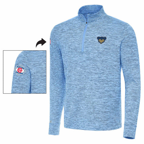 Chicago Cubs Antigua 150 Year Columbia Blue Quarter Zip Pullover