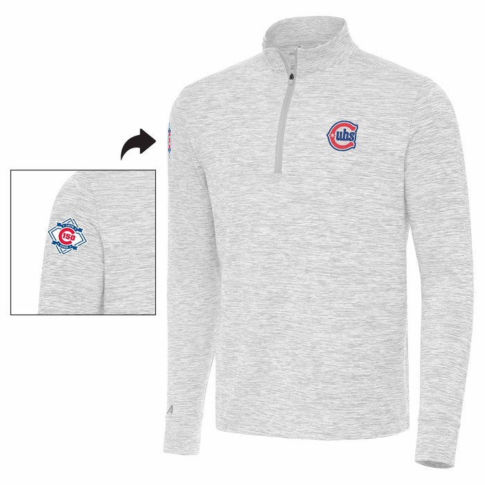 Chicago Cubs Antigua Alternate Two 150 Year Grey Quarter Zip Pullover