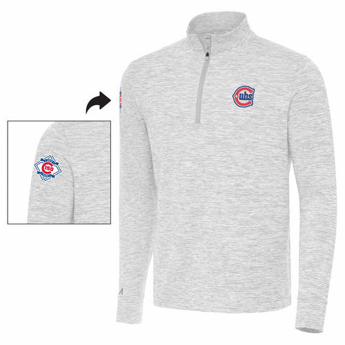Chicago Cubs Antigua Alternate Two 150 Year Grey Quarter Zip Pullover