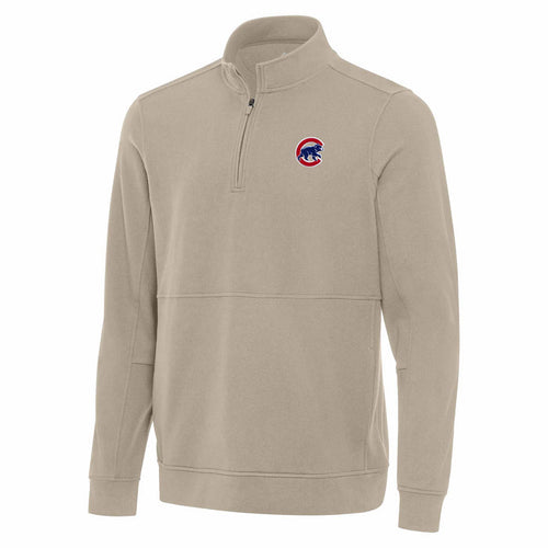Chicago Cubs Antigua Echelon Taupe Walking Bear Quarter Zip