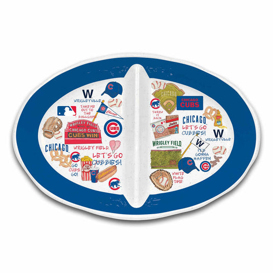 Chicago Cubs Collage Two Section Serving Tray