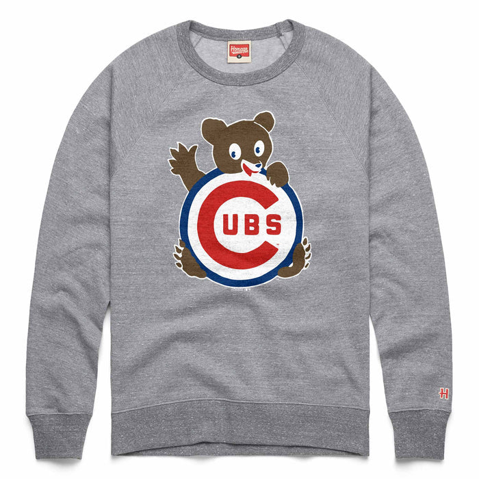 Chicago Cubs Homage Grey Waving Bear Crewneck Sweatshirt