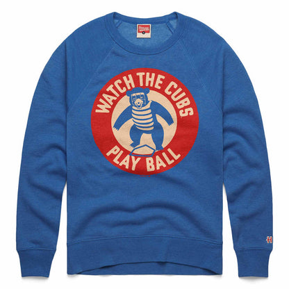 Chicago Cubs Homage Royal Watch The Cubs Play Ball Crewneck Sweatshirt