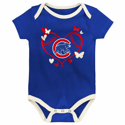 Chicago Cubs Infant Girls 3 Pack Creeper Set