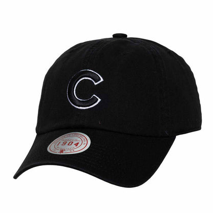 Chicago Cubs Mitchell And Ness Black On Black Adjustable Cap