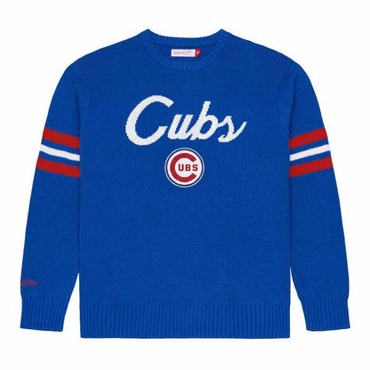 Chicago Cubs Mitchell And Ness Essentials Head Coach Crew Neck Sweater
