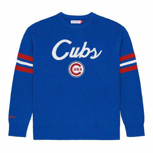 Chicago Cubs Mitchell And Ness Essentials Head Coach Crew Neck Sweater