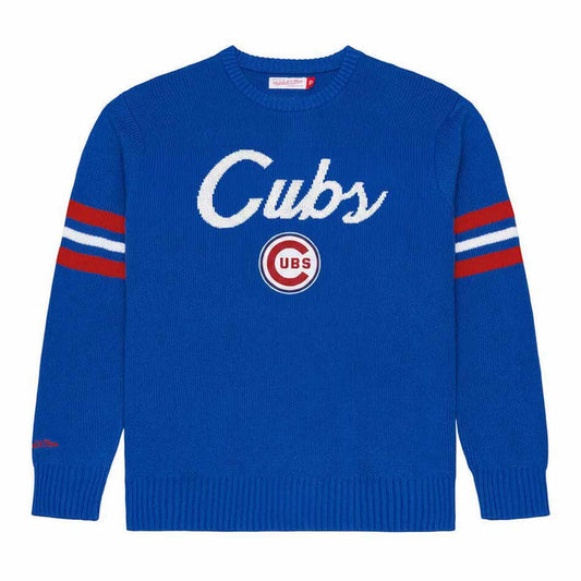 Chicago Cubs Mitchell And Ness Essentials Head Coach Crew Neck Sweater