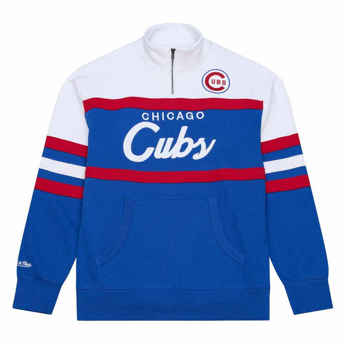 Chicago Cubs Mitchell & Ness Team Color Head Coach Quarter Zip Sweatshirt