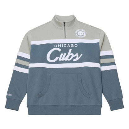 Chicago Cubs Mitchell & Ness Thunderstorm Head Coach Quarter Zip Sweatshirt