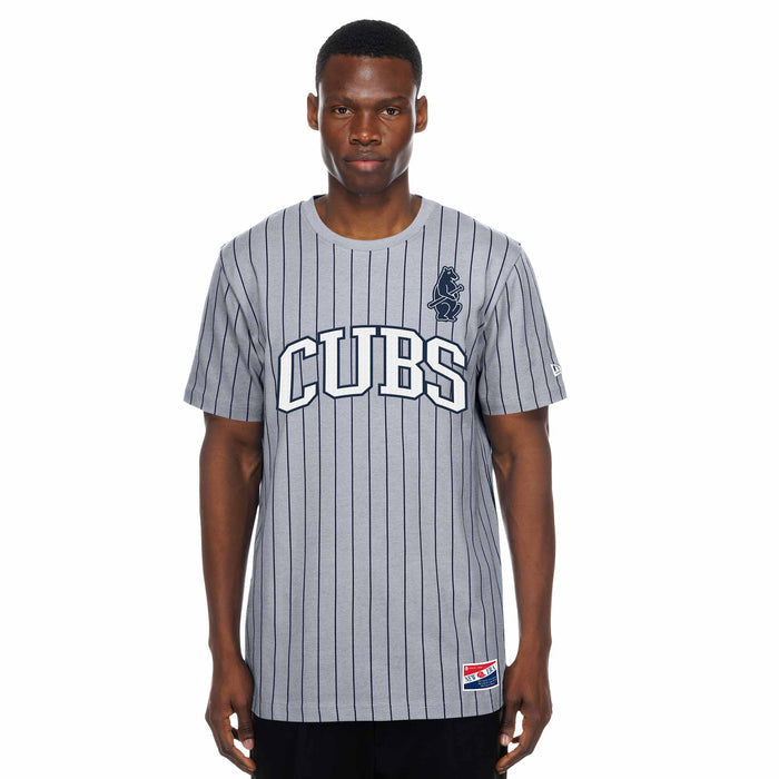 Chicago Cubs New Era 1914 Bear Grey Pinstripe T Shirt