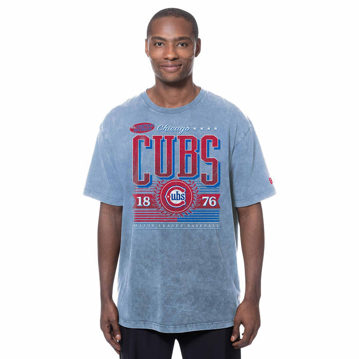 Chicago Cubs New Era Blues Alternate Throwback Oversized Short Sleeve T Shirt