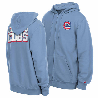 Chicago Cubs New Era Blues Alternate Two Sided Full Zip Hooded Sweatshirt