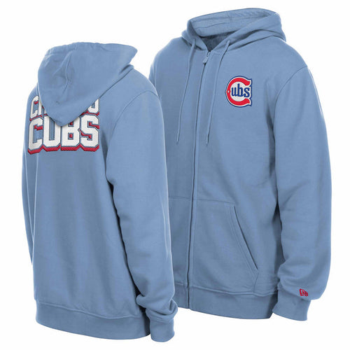 Chicago Cubs New Era Blues Alternate Two Sided Full Zip Hooded Sweatshirt