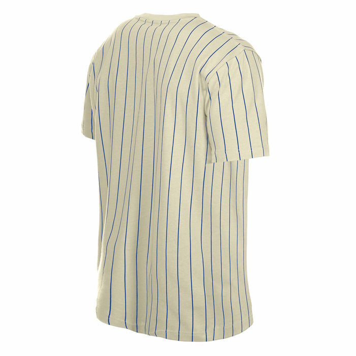 Chicago Cubs New Era Bullseye Beige Pinstripe T Shirt