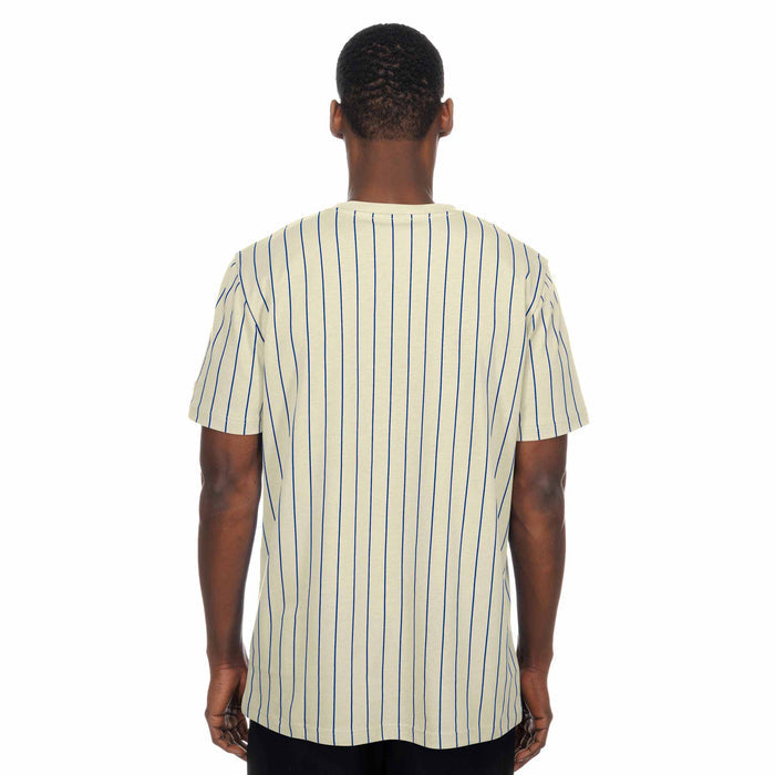 Chicago Cubs New Era Bullseye Beige Pinstripe T Shirt