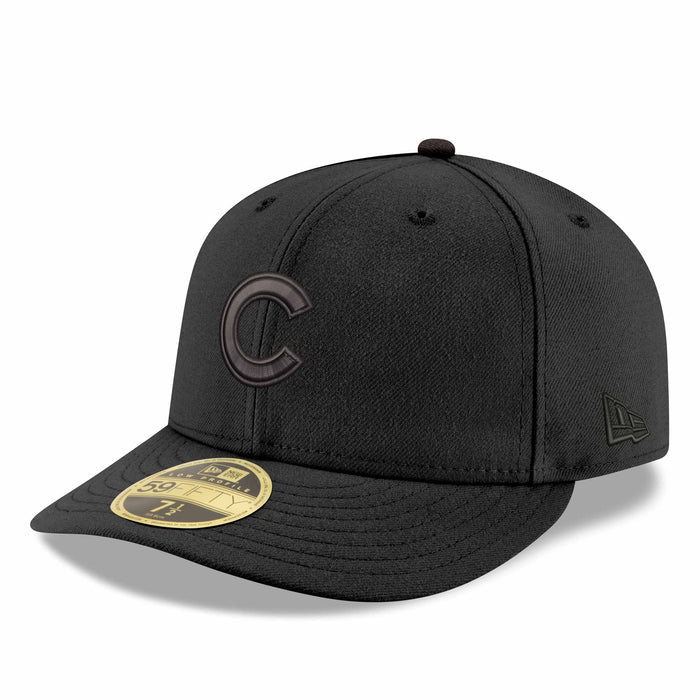 Chicago Cubs New Era Home Black Out Low Profile 59FIFTY Fitted Cap