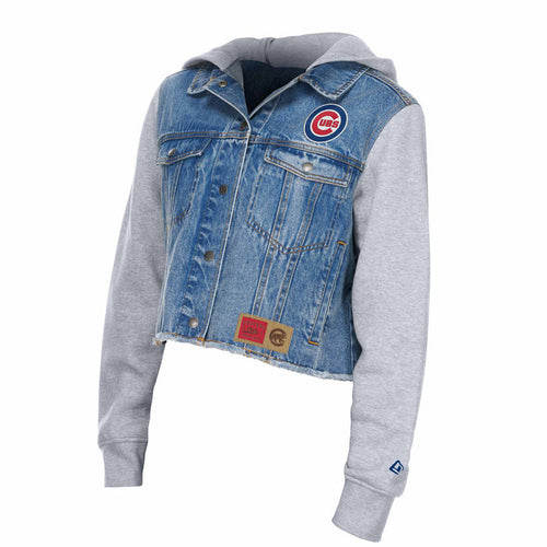 Chicago Cubs New Era Hooded Jean Jacket