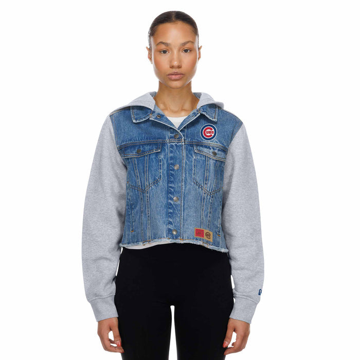 Chicago Cubs New Era Hooded Jean Jacket