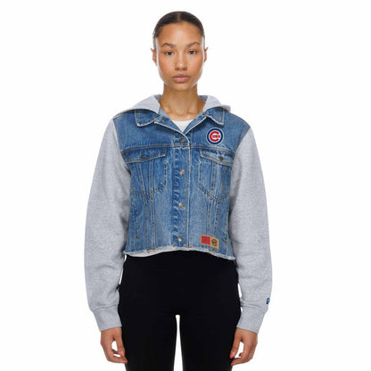 Chicago Cubs New Era Hooded Jean Jacket